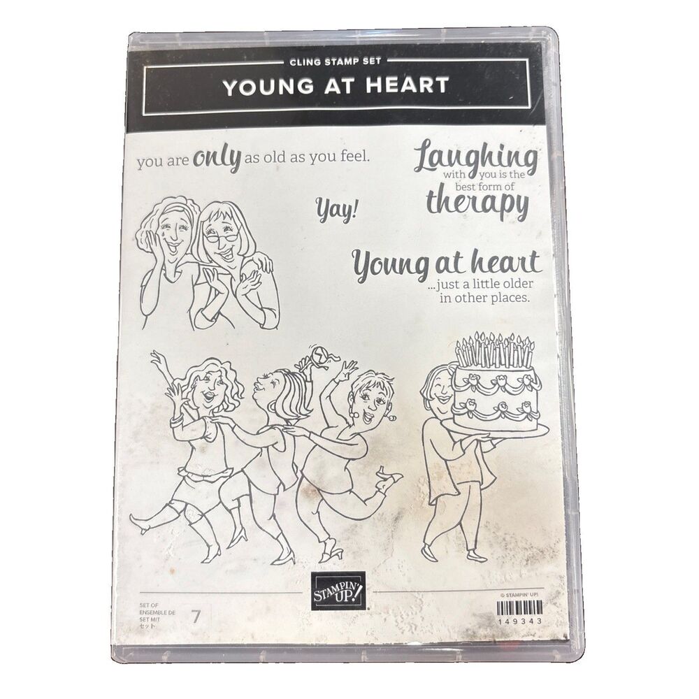 Stampin' Up! Young At Heart Cling Stamp Set 7 Pieces Old Friends